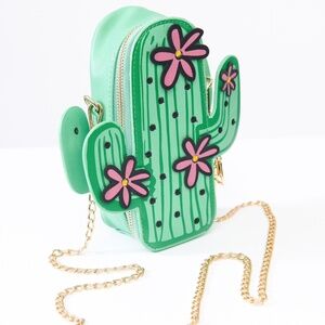 Cactus Shape Leather Mini Crossbody Purse